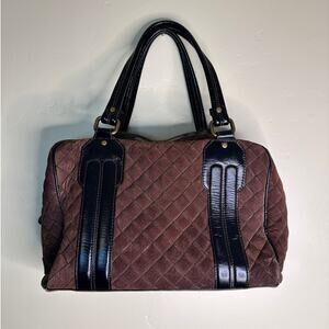 Y2K NAN Handbags 100% Leather Brown Quilted Suede Handbag